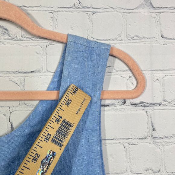 Mishi Maxi Linen Dress Women Small Chambray Hand Painted Artsy Pockets Boho - Picture 2 of 14